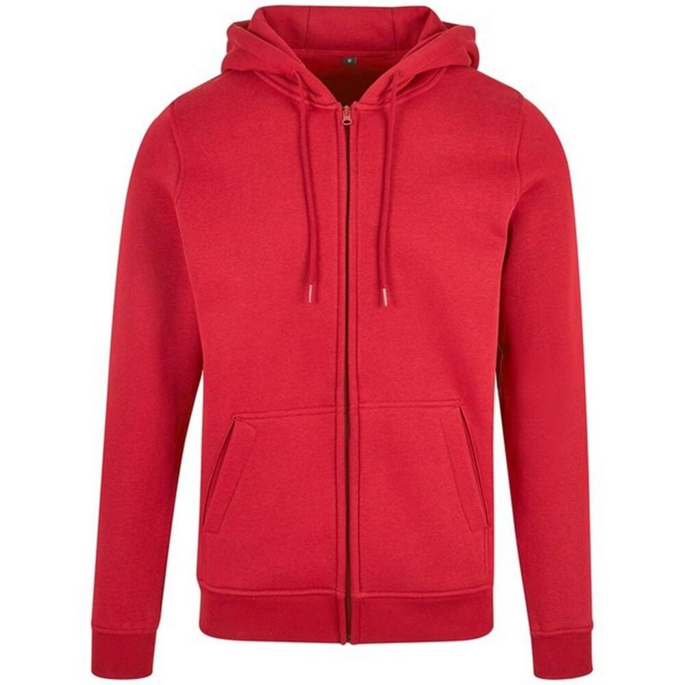 Build Your Brand Mens Heavy Zip Up Hoodie / City Red
